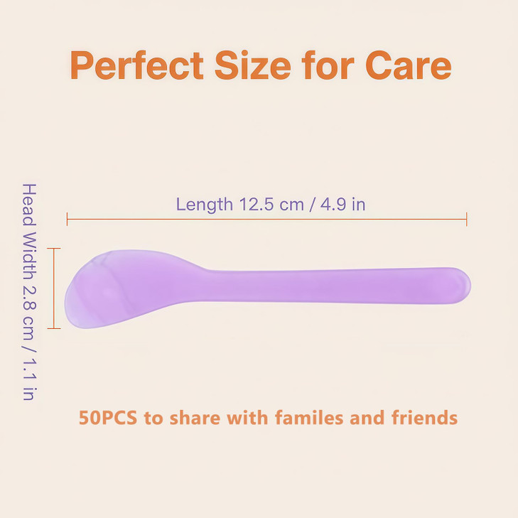 50 PCS 5 Inch Purple Professional Plastic Facial Cream Spatula Mixing and Sampling Emulsion Cream Cosmetic Spoon Facial Care DIY Accessories for Beau