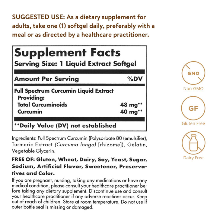 Solgar Full Spectrum Curcumin - 105 LiCaps - Superior Absorption