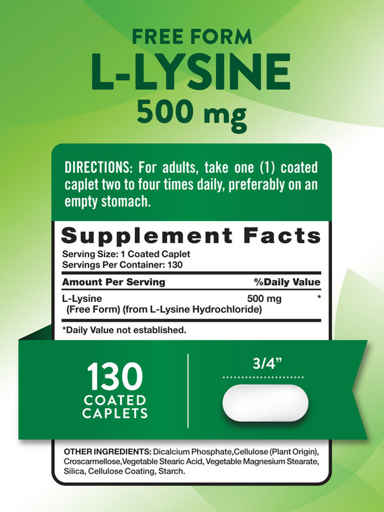 Nature's Truth L-Lysine 500mg - 130 Coated Caplets