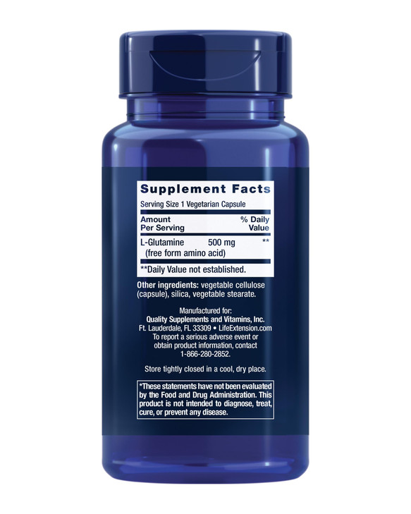 Life Extension L-Glutamine, 500 mg L-glutamine, Amino Acid, Supports Muscle