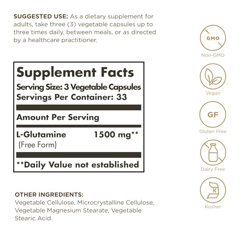 Solgar L-Glutamine 500 mg - 100 Vegetable Capsules