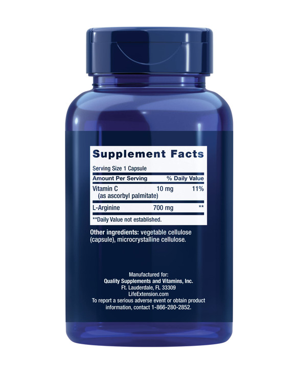 Life Extension L-Arginine Caps, 700 mg, Vitamin C & Amino Acid for Optimal