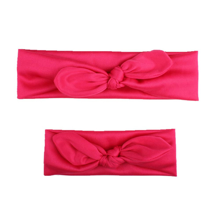 AKOAK 2 Pcs/Set Mother-daughter Matching Headband, Bow, Elastic Headband, Family Headdress (Rose Red)