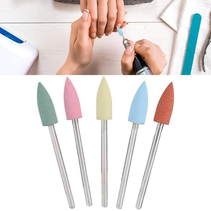 5pcs Nail Drill Bits Set,Silicone Drill Bits for Nails Silicone Rubber Electric Grinding Head for Manicure Pedicure Nail Polishing Burr (152)