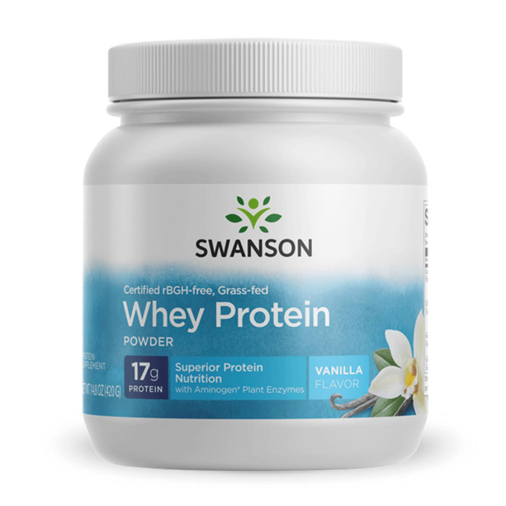 Swanson Grass Fed Cold Pressed Certified rBGH Free Hormone Free Vanilla Whey