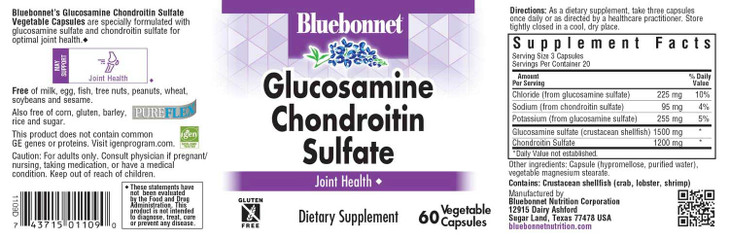 Bluebonnet Glucosamine Chondroitin Sulfate Supplement, 60 Count