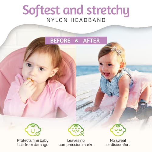 KiddyCare Baby Hair Accessories | Elastic Headbands, Bows, and Lazos Para Bebes | 10 Piece Assortment for Newborns and Girls