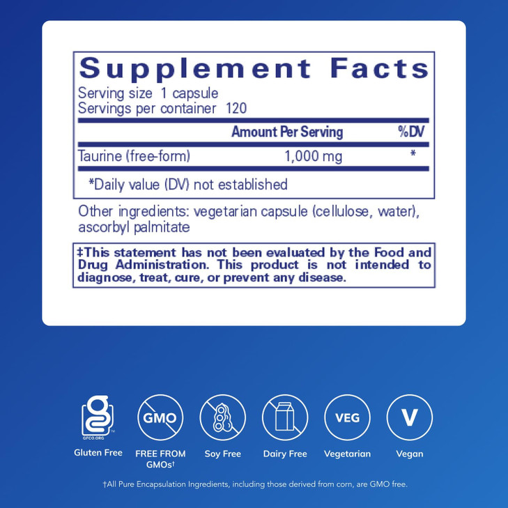 Pure Encapsulations Taurine 1,000 mg - Supports Heart Health & Detox