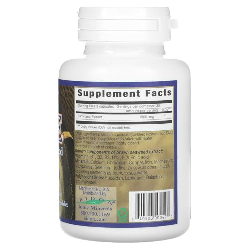 Eidon Ionic Minerals BSE (Brown Seaweed Extract), 500 mg, 90 Capsules