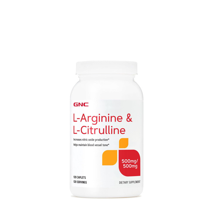 GNC L Arginine + L Citrulline 500mg Each Supplement, Supports Nitric Oxide