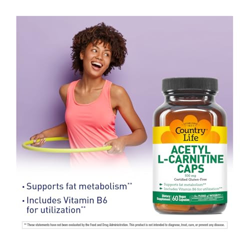 Country Life Acetyl L-Carnitine Vegi Capsules 500mg, 60 Capsules