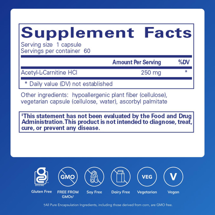 Pure Encapsulations Acetyl-L-Carnitine 250 mg