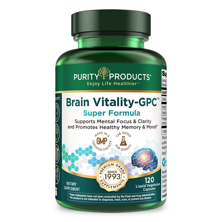Purity Products Brain Vitality-GPC Super Formula Acetyl L-Carnitine HCI + Alpha