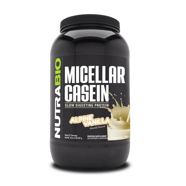NutraBio Casein Protein Powder, Micellar Casien Powder, 25g Slow Digesting