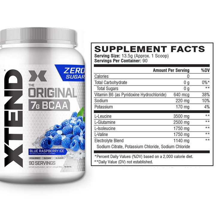 Xtend Original BCAA Powder 7g BCAA and 2.5g L-Glutamine, Sugar Free Post Workout