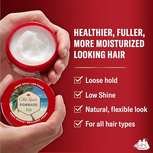 Old Spice Fiji Pomade for Men, Loose Hold, Low Shine, Men's Hair Styling, 2.22 Oz
