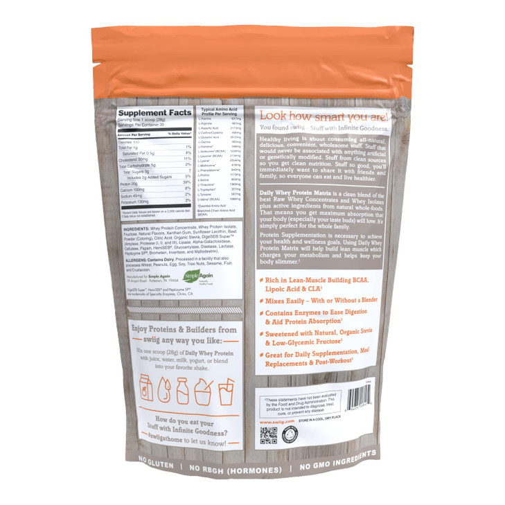 swiig Premium Daily Whey Protein Matrix Strawberry 2.2 lb