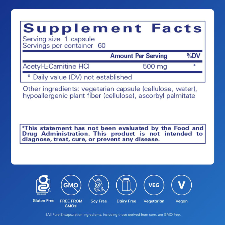Pure Encapsulations Acetyl-L-Carnitine 500 mg