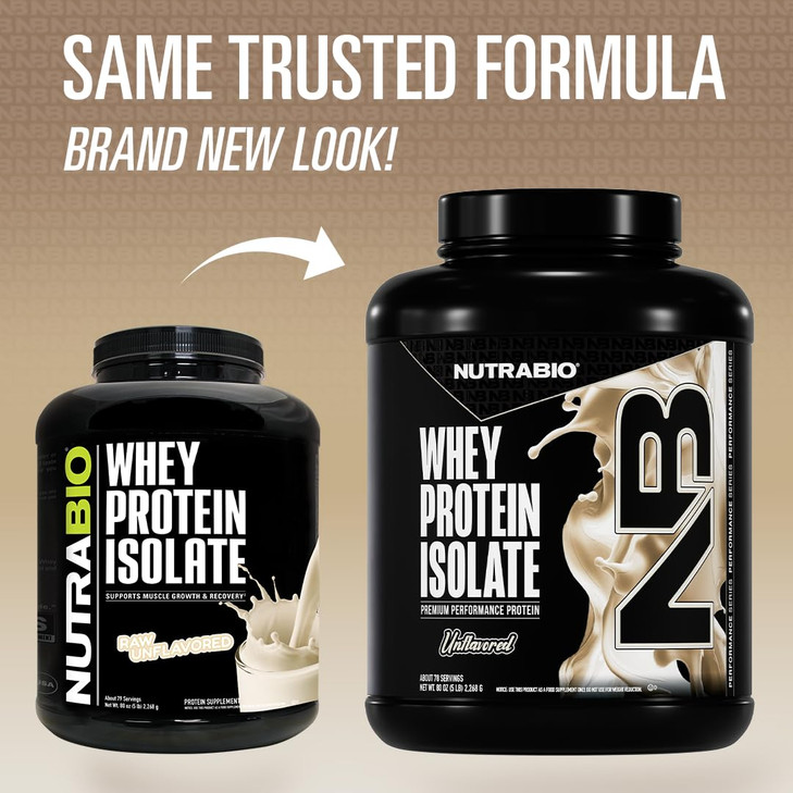 NutraBio 100% Whey Protein Isolate Protein Powder, 25g Protein with Complete