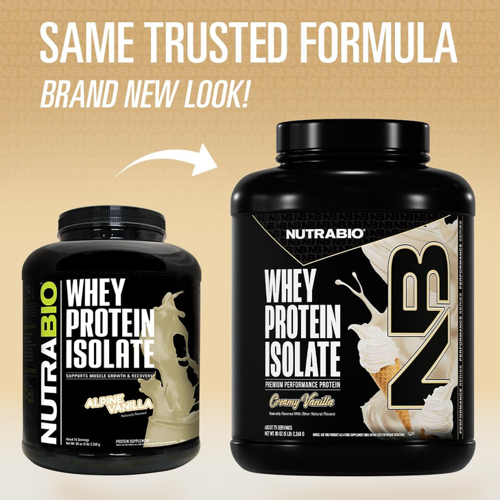 NutraBio 100% Whey Protein Isolate Protein Powder, 25g Protein with Complete