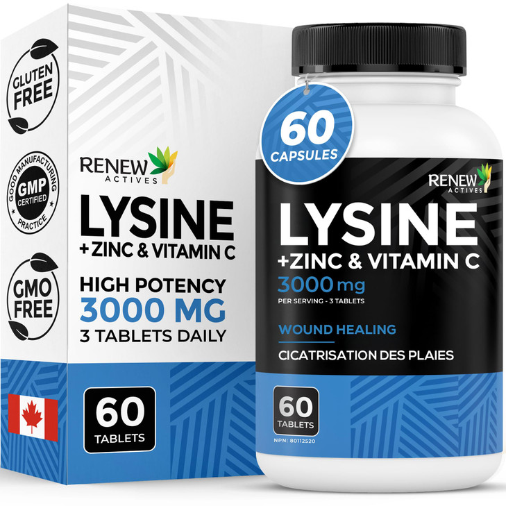 Renew Actives L-Lysine 1000 mg per Serving with Zinc & Vitamin C