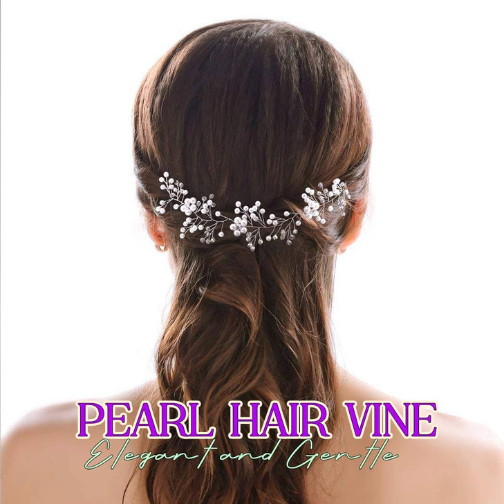 Evild Pearl Hair Vine Silver Flower Hair Pieces Bridal Wedding Hair Accessories for Women