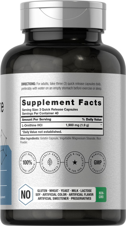 Horbäach L Ornithine HCl - 1900mg - 120 Capsules