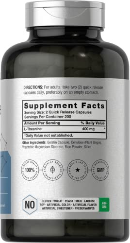 Horbäach L-Theanine 400mg - 400 Capsules - High Potency Supplement