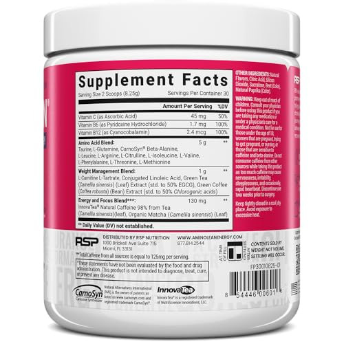 RSP NUTRITION AminoLean Pre Workout Powder, Amino Energy & Weight Management