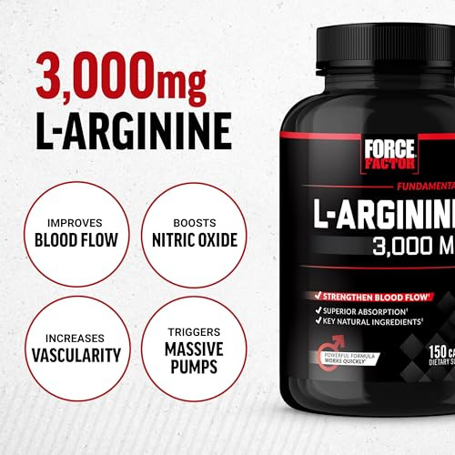 Force Factor L-Arginine Nitric Oxide Supplement with BioPerine to Help Build