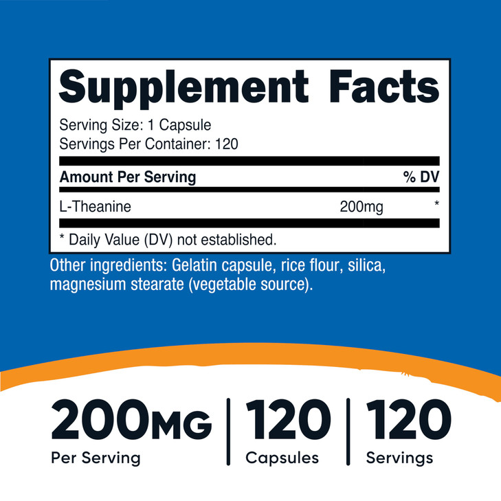 Nutricost L-Theanine 200mg, 120 Capsules, Double Strength - Non-GMO, Gluten Free