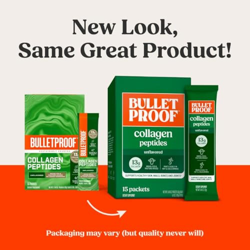 Bulletproof Unflavored Grass-Fed Collagen Peptides Powder Packets with Amino