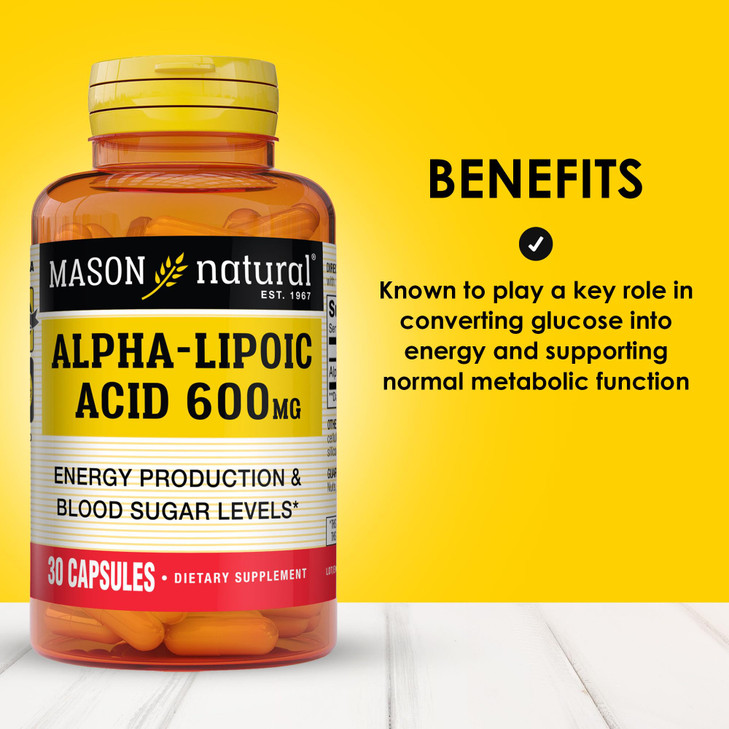 MASON NATURAL Alpha Lipoic Acid 600mg per Serving, Gluten Free ALA Supplement