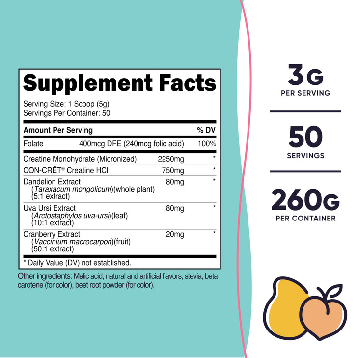Nutricost Creatine Monohydrate Powder for Women, Micronized, Peach Mango Flavor