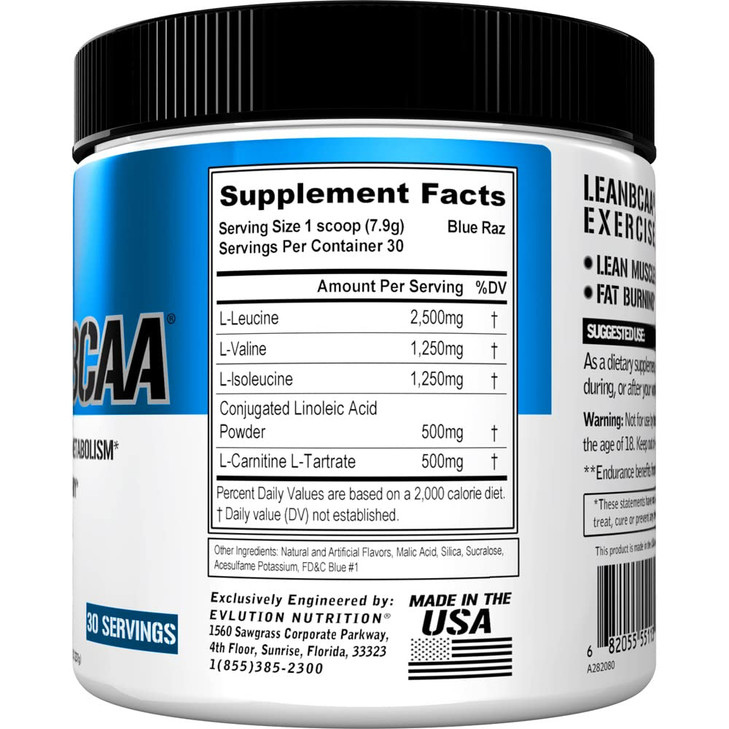 Evlution Stimulant Free Lean BCAA Powder Nutrition BCAAs Amino Acids Powder