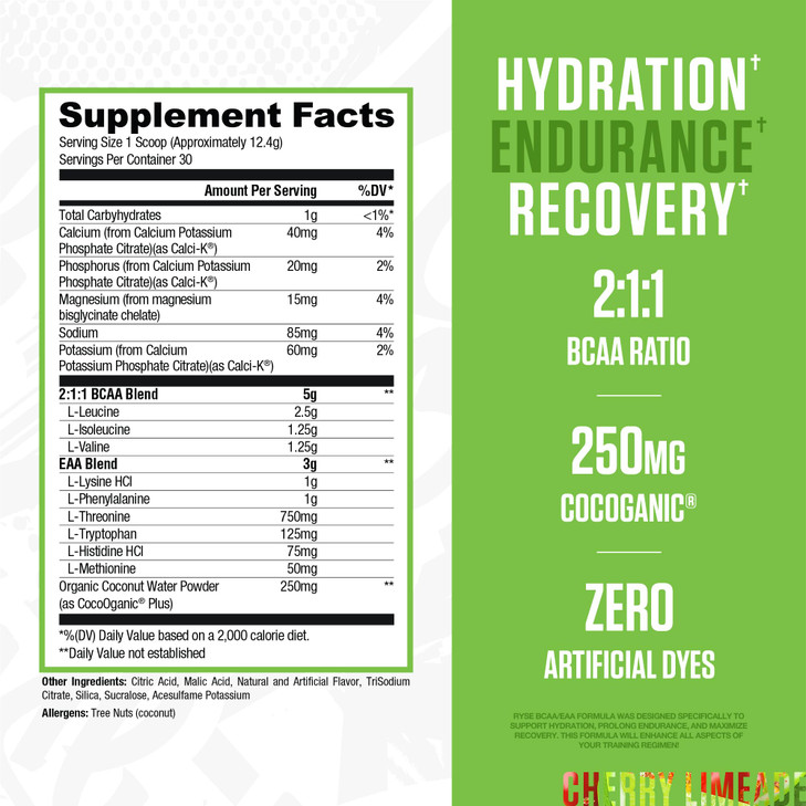RYSE BCAA EAA Powder - Cherry Limeade
