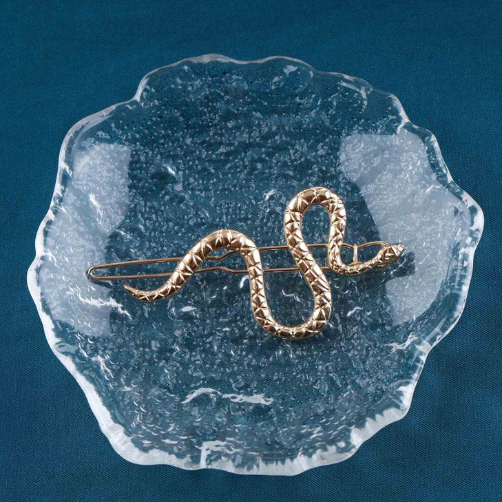 Allereyae Vintage Snake Hair Clip Barrette Serpent Hair Pin Barrette Punk Medusa Side Hair Clip Barrette Headpieces Bobby Pin Gold Snake Head Clip He