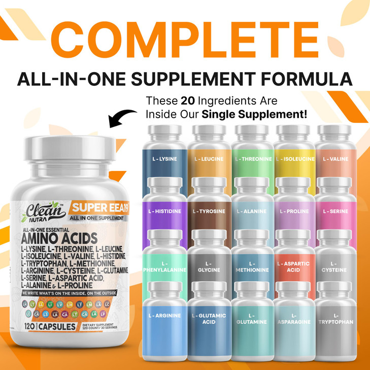 Clean Nutraceuticals Amino Acids Supplement L-Lysine, L-Threonine, L-Leucine