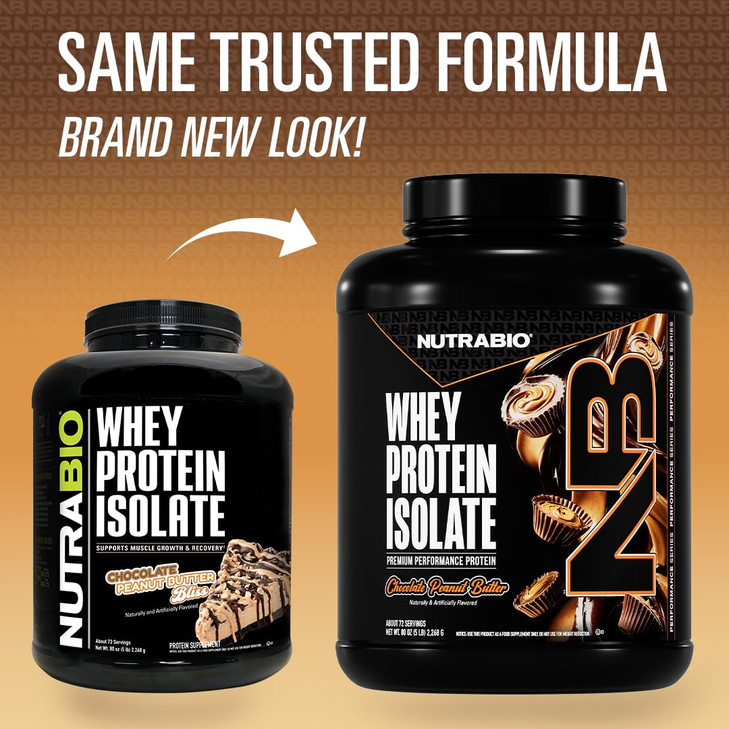 NutraBio 100% Whey Protein Isolate Protein Powder, 25g Protein with Complete