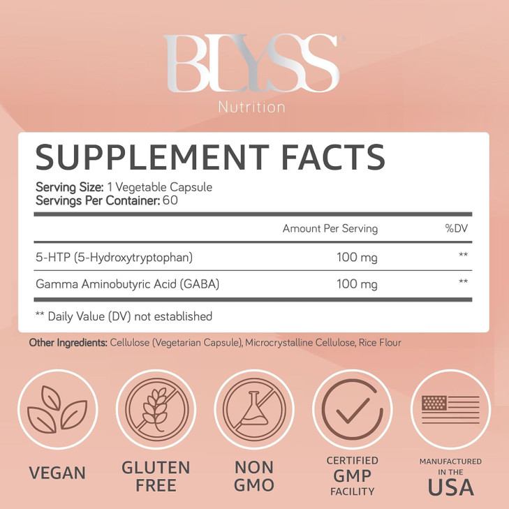 BLYSS Nutrition 5HTP Plus GABA Supplement
