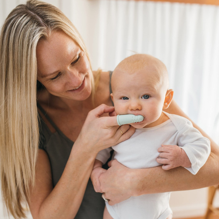 Dr. Brown's 100% Silicone Baby Finger Toothbrush and Toothpaste Set, 2-Pack Toothbrush & Infant-to-Toddler Training Toothbrush, Soft for Baby's First