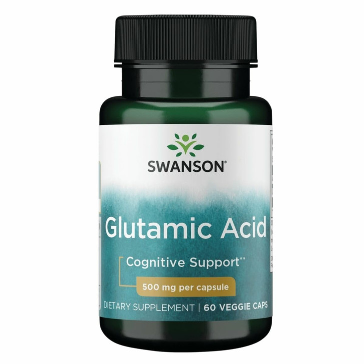 Swanson Amino Acid Glutamic Acid 500 Milligrams 60 Veg Capsules (1 Pack)