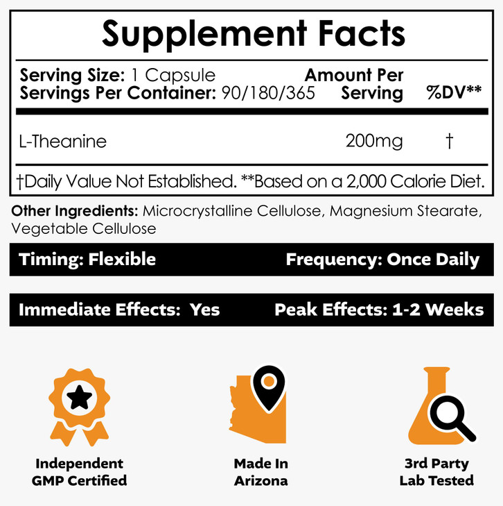 Nootropics Depot L-Theanine Capsules 200mg (90 Count)