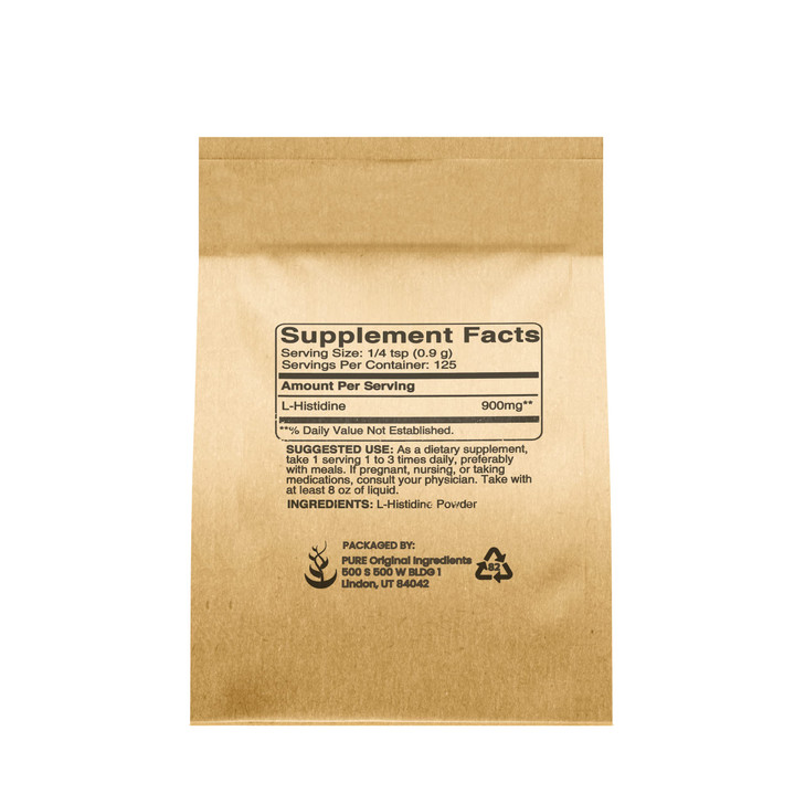 PURE ORIGINAL INGREDIENTS L-Histidine Powder 4 oz, Amino Acid Supplement, No