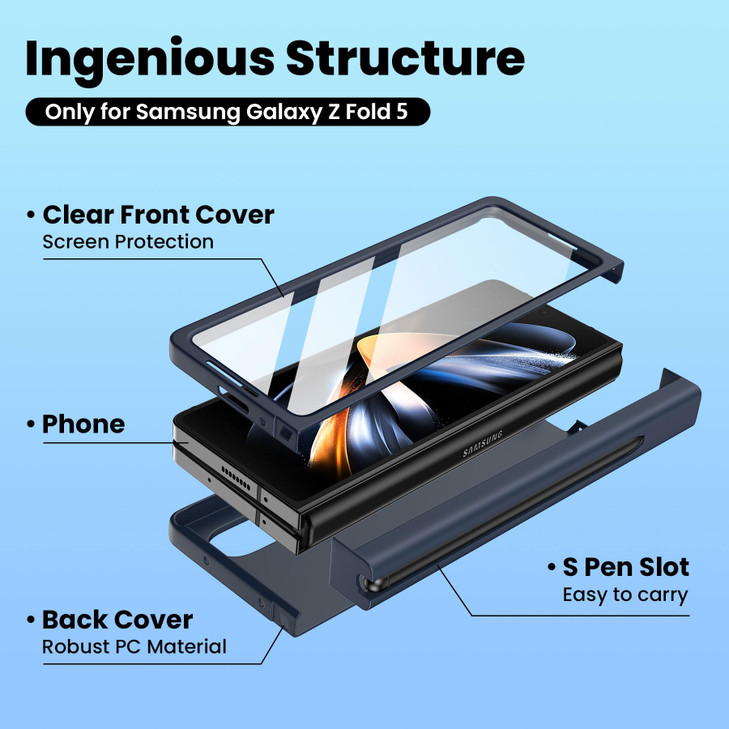 ZCDAYE Case for Samsung Galaxy Z Fold 5, Samsung Galaxy Z Fold 5 Phone Case with Pen Holder, Hinge Protection, Full-Body Protective Cover Case for Sa