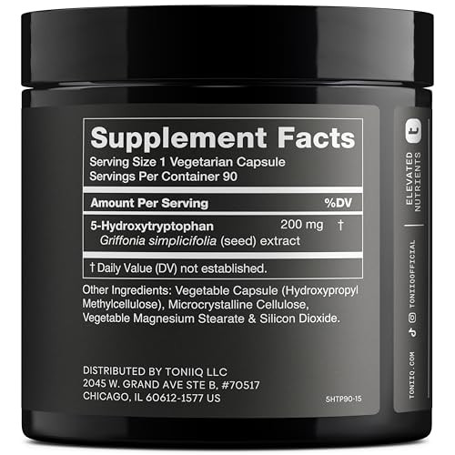 Toniiq Ultra High Strength 5HTP Capsules - 99%+ Highly Purified and Bioavailable