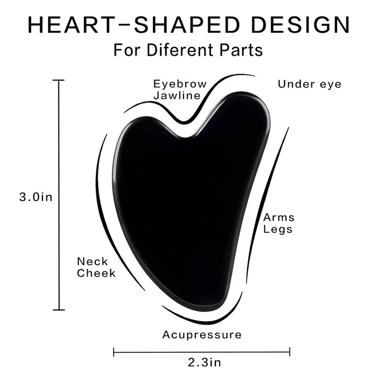 FUIYOOCEN Gua Sha Facial Tools, Natural Obsidian Guasha Tool for Face,Double Chin & Jawline, Gua Sha Stone Self-Skin Care Face Stone Gua Sha tools fo