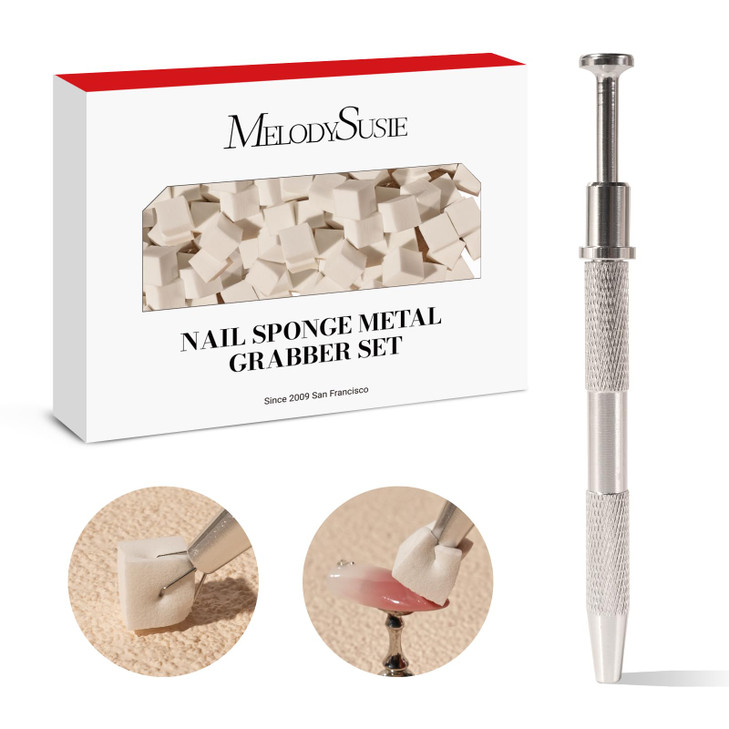 MelodySusie 100Pcs Soft Nail Sponges for Ombre, Nail Art Sponges With Grabbing Pen, Blooming Nails, Gradient Nail, Manicure Nail Art Tools, Professio