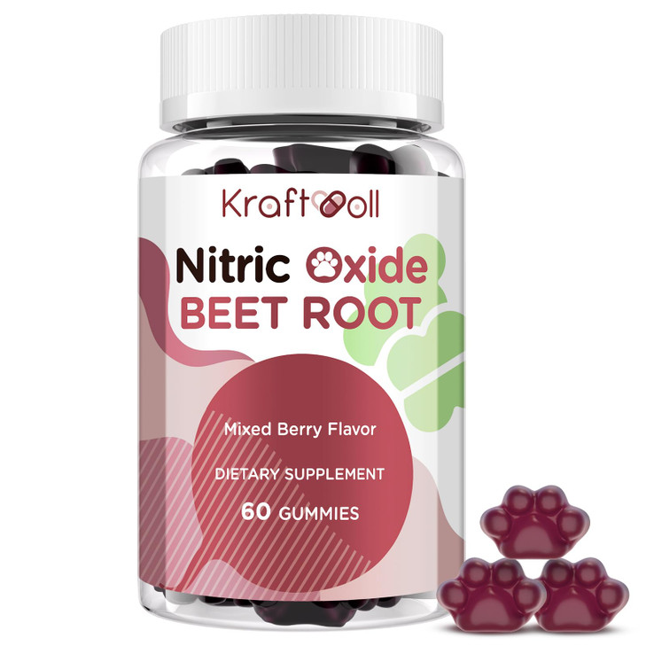 Kraftvoll Nitric Oxide Beet Root Gummies with Grapeseed Powder, Pomegranate