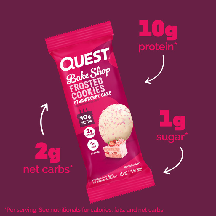 Quest Nutrition Frosted Cookies Twin Pack, Strawberry Cake, 1g Sugar, 10g
